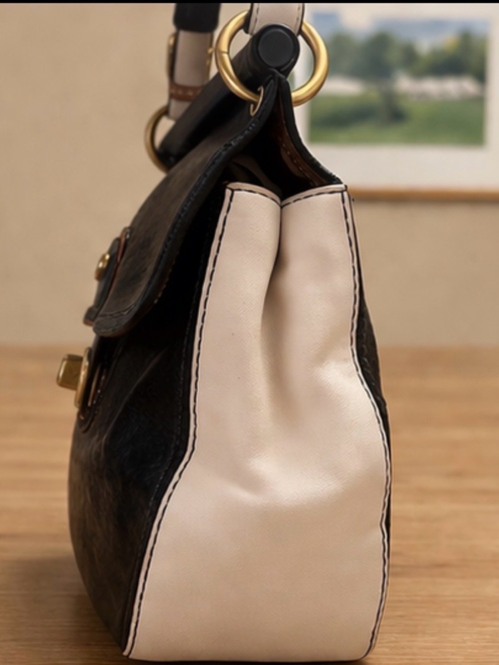 Coach Legacy 70th Anniversary Willis Colorblock Navy & Ivory Turnlock Satchel - Picture 6 of 10